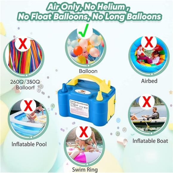 Balloon Pump Electric Portable Dual Nozzle Balloon Blower Pump Inflation - Picture 2 of 6